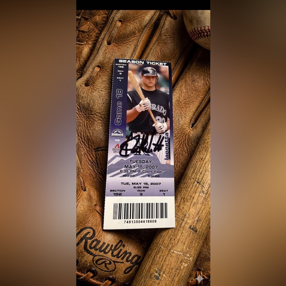 Chris Iannetta Autographed Ticket Stub, Colorado Rockies Vs Diamondbacks 5/15/07